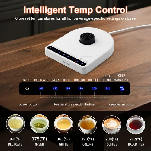 Vista 3 de Hervidor eléctrico plegable de silicona de grado alimenticio ultrafino con control de temperatura variable con doble voltaje, apagado automático