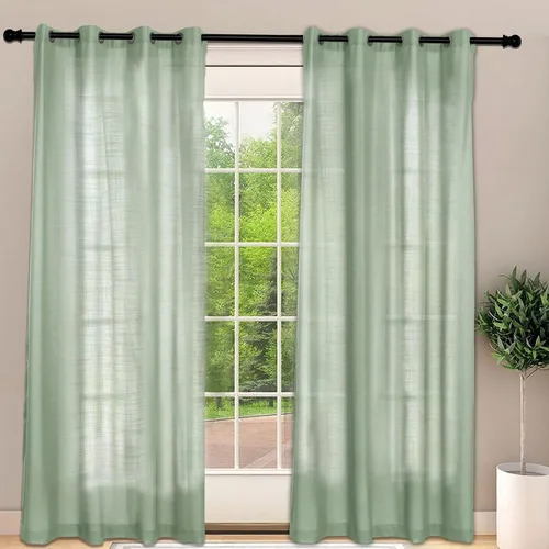 Vista 19 de Frelement Cortinas opacas extralargas de 108 pulgadas de largo, para sala de estar, cortinas de lino con bloqueo de luz, cortinas con aislamiento