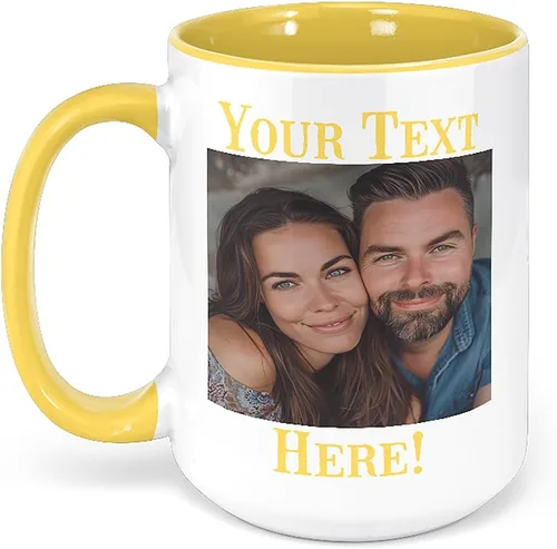 Vista 25 de Taza de café de cerámica negra personalizada de 11 onzas con texto, mensaje, tu texto aquí, nombre, DYE Taza para Cafe personalizadas, con foto