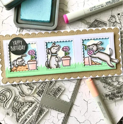 Vista 3 de Troquelado de metal con marco cuadrado rectangular, troquelado de tarjetas de Navidad de marco largo para grabado en relieve, papel decorativo