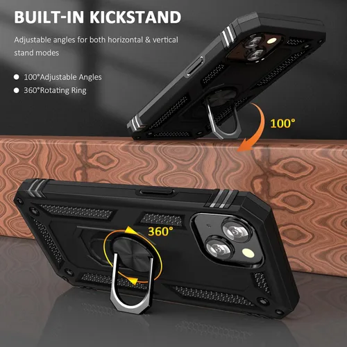 Vista 3 de ADDIT Funda para iPhone 13 Mini iPhone 13 Mini, con soporte de anillo, soporte magnético para automóvil, grado militar, resistente, para iPhone 13