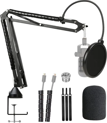 Vista 11 de Protector de espuma con filtro pop para micrófono PodMic - Parabrisas de viento para micrófono personalizado para Rode PodMic USB, micrófono