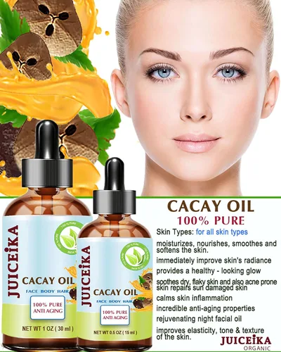 Vista 5 de Aceite de CACAY 100% puro, natural, virgen, sin refinar, aceite portador prensado en frío, 0.5 onzas líquidas, 0.5 fl oz para cara, piel, cuerpo