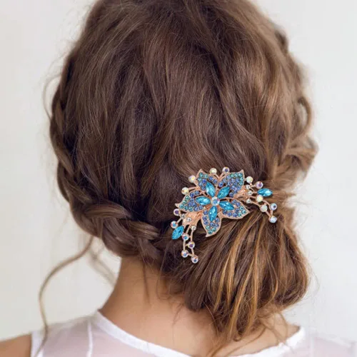 Vista 4 de inSowni Paquete de 6 diamantes de imitación brillantes con purpurina de lujo, diamantes de imitación decorativos de metal dorado para el cabello