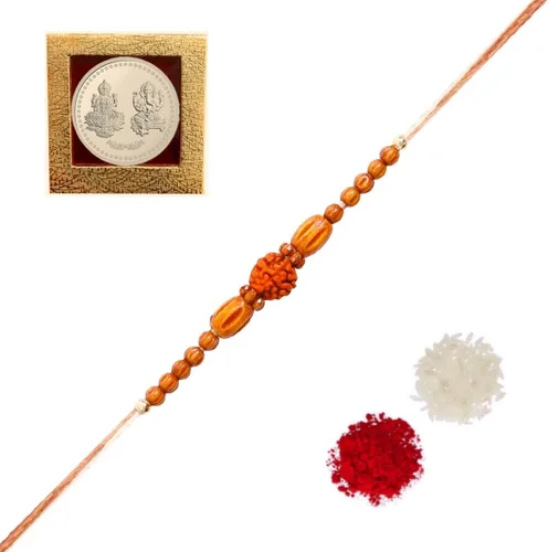 Vista 7 de Rakhi/Rakhi for Brother/Rudraksha Rakhi/Send rakhi to USA/Rakhi for Brother with Gift Set/Rakhi Bracelet/rakhi for brother and bhabhi/Rakhi Set