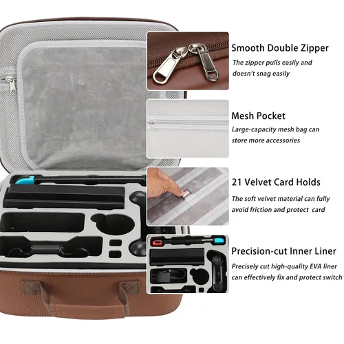Vista 5 de Pokemon Eevee Large Carrying Storage Case for Nintendo SwitchOLED Model with Shoulder Strap - Hard Travel Messenger Bag for Switch Console, Pro