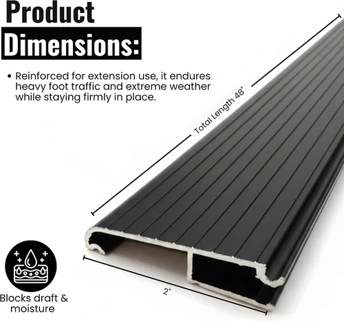 Vista 3 de KC Hardware Extensión de umbral de aluminio, extensor de umbral de puerta de alta resistencia para umbral existente, transición suave de puerta, uso