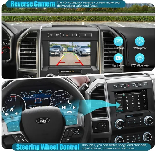 Vista 4 de Car Radio for Ford F150 2015-2020 Support Wireless Apple Carplay Android Auto GPS Navigation Android 15 8" Touch Screen FM Bluetooth Head Unit