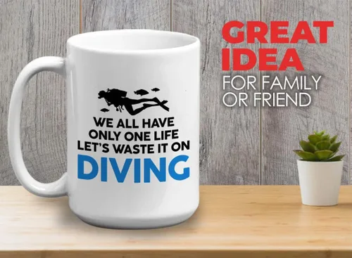 Vista 43 de Taza de café de buceo de 11 onzas, color negro, sumerge en la felicidad, actividades de respiración subacuática, pasatiempos, natación, ascenso