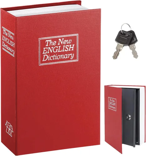 Vista 13 de Decaller Caja fuerte para libros con cerradura de llave, caja secreta de metal oculta para seguridad del hogar, dinero y joyas, 9.5 x 6.2 x 2.2