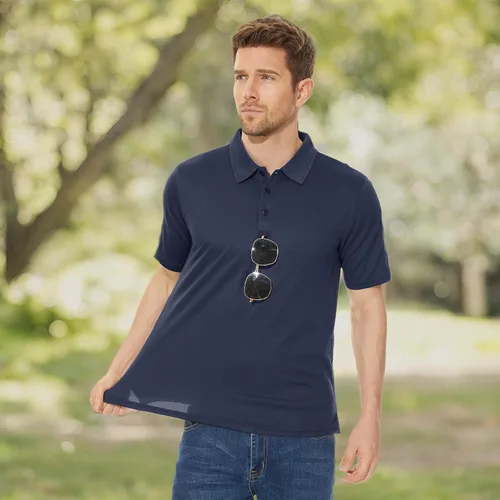Vista 7 de CRYSULLY Camisas polo de manga corta para hombre, secado rápido, tácticas, con cuello, camisa de golf de piqué