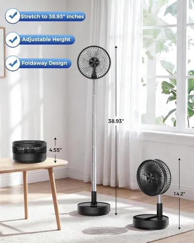Vista 6 de Ventilador silencioso portátil, ventilador de viaje oscilante