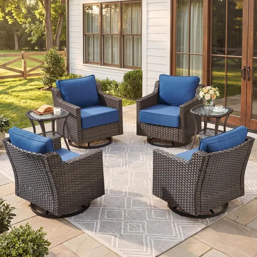 Vista 67 de Belord Sofá de patio exterior acolchado de 3 asientos de lujo de 6 pulgadas Cojín de mimbre marrón/beige de 6 pulgadas