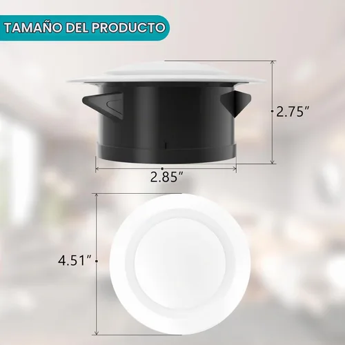 Vista 5 de HG Power Cubiertas de Ventilación de Aire de 3 Pulgadas, Ventilación de Sofito Ajustable de ABS, Difusor de Techo Redondo para Sala de Estar