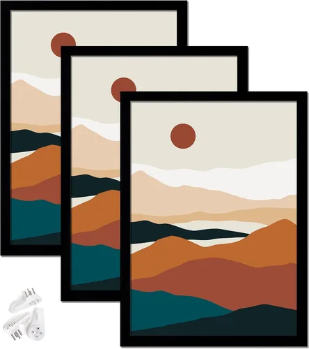 Vista 49 de Juego de 3 marcos para fotos negros de 8 x 8 pulgadas, marco de alta transparencia para collage de fotos cuadradas de 8 x 8 pulgadas, lienzo