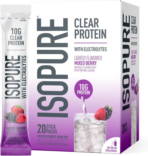 Vista 16 de Isopure - polvo de proteína de suero de leche con sabor a fruta ligera refrescante