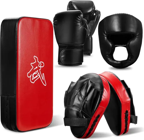 Vista 8 de Foilswirl Juego de Almohadillas de Boxeo 5 en 1 para Niños Guantes Manoplas de Patadas y Golpes con 1 Par de Guantes, 2 Piezas Almohadillas Pad