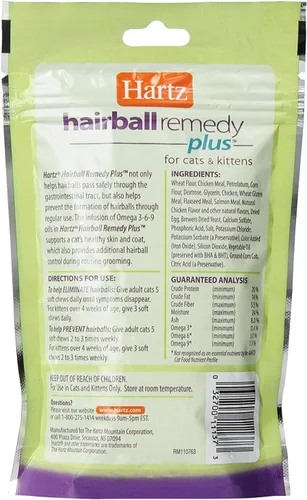 Vista 3 de Hartz Hairball Remedy Plus - Masticables suaves con sabor a pollo para gatos y gatitos