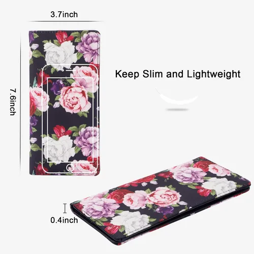 Vista 71 de HUA ANGEL Billetera ultra delgada para mujer, con bloqueo RFID, tarjetero de crédito, plegable, largo, hebilla magnética, billete para mujer, Owl