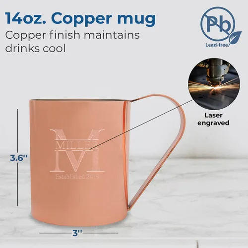 Vista 3 de Monograma personalizado 14oz. Taza de cobre Moscú Mule