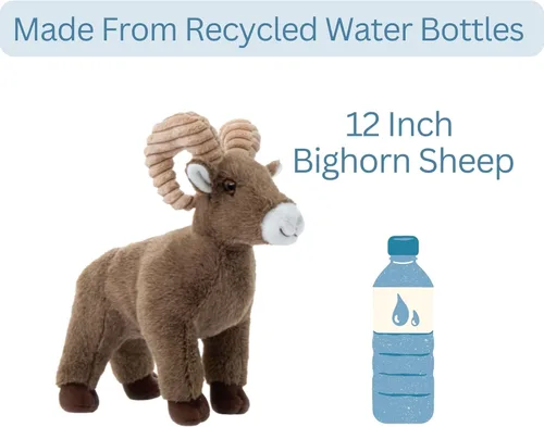 Vista 9 de The Petting Zoo Peluche de oveja de cuerno grande, regalos para niños, animales del zoológico Wild Onez, juguete de peluche de oveja, 12 pulgadas