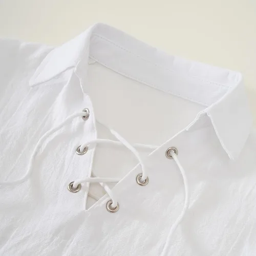 Vista 3 de Camisa medieval de pirata para niños, disfraz de Halloween, cosplay, renacentista, vikingo