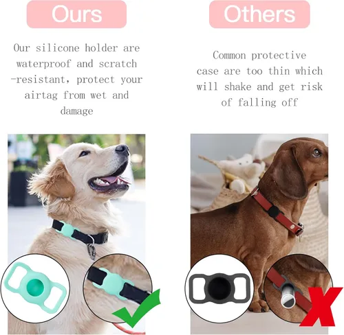 Vista 5 de 2 soportes de silicona para collar de perro, estuche impermeable para rastreador de perros y gatos, resistente a los arañazos, antipérdida, y 1