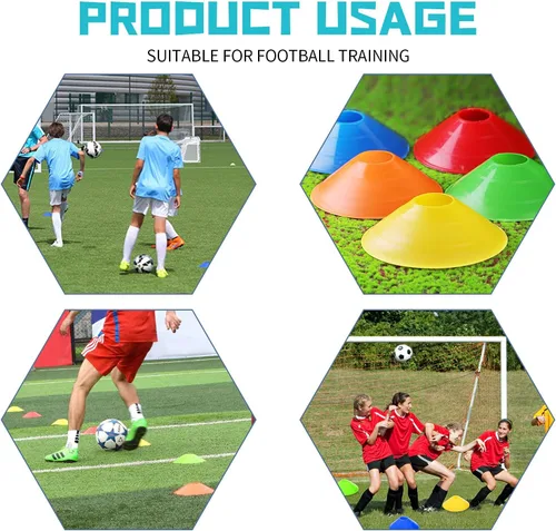 Vista 4 de 30 conos de disco de entrenamiento de agilidad con bolsa de transporte para entrenamiento, fútbol, baloncesto, niños, deportes, marcadores de cono