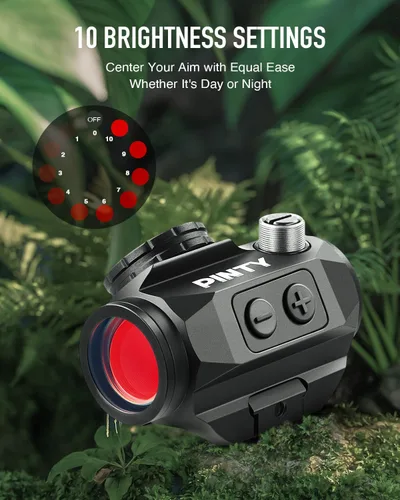 Vista 3 de PINTY Óptica de punto rojo reflex con múltiples retículas, visor táctico compacto para rifle con riel Picatinny, pistola, Airsoft