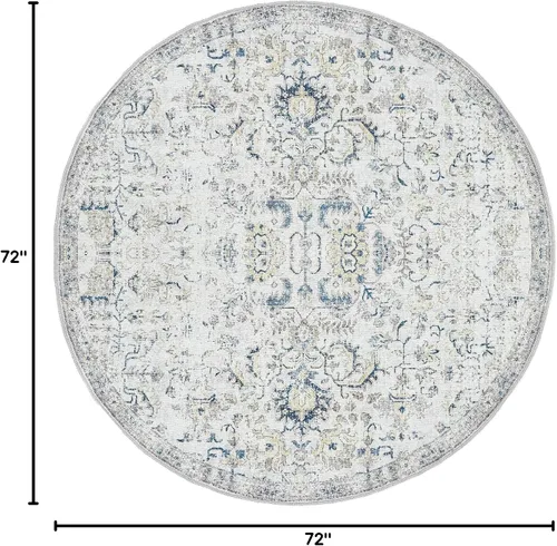 Vista 242 de jinchan Lima - Alfombra simétrica floral geométrica lavable, alfombra de entrada de medio círculo de 2 x 3, alfombra de media luna, suave y Azul