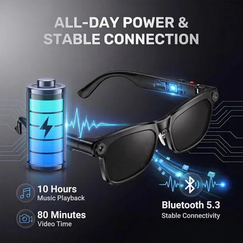 Vista 15 de Lentes inteligentes AI con cámara, gafas de cámara HD de 8 MP