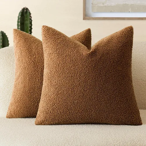 Vista 24 de Foindtower Paquete de 2 fundas de cojín decorativas de pelo sintético rizado, suave y mullida, con cremallera, acogedora funda de almohada