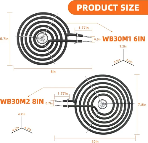 Vista 3 de Bandejas de goteo para quemador de estufa eléctrica WB31M19(20.32 cm) WB31M20(15.24 cm) Quemador de estufa eléctrica de repuesto para parte superior