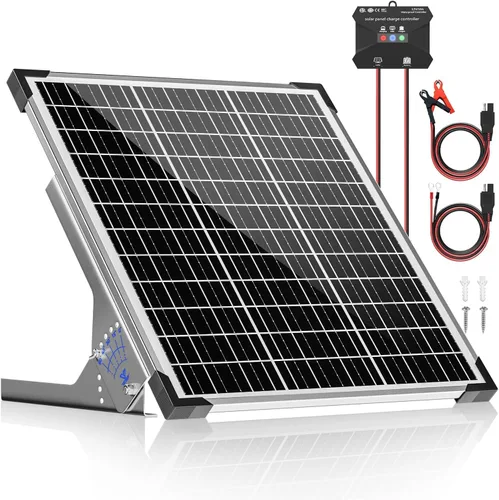Vista 8 de Voltset Kit de panel solar de 30 W, cargador de batería solar de 12 V + controlador de carga MPPT de 10 A + soporte de montaje ajustable, cargador