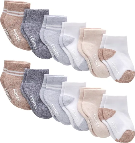 Vista 7 de Hanes Calcetines tobilleros antideslizantes para bebés y niños pequeños, paquete múltiple