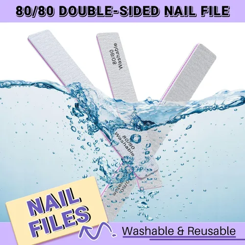 Vista 5 de TsMADDTs Lima de uñas, 21 limas de grano 80 80, tableros de esmeril de doble cara para uñas de gel acrílico natural, herramientas de manicura
