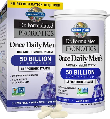 Vista 2 de Garden of Life Probióticos para hombres Formulados por Dr. 50 mil millones de UFC, 15 probióticos y probióticos formulados por el Dr. Organic Kids+