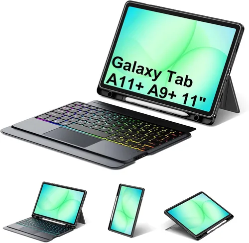 Vista 9 de Funda de teclado desmontable magnética para Samsung Galaxy Tab S6 Lite de 10,4 pulgadas 7Color Backlit Bluetooth Trackpad Keyboard