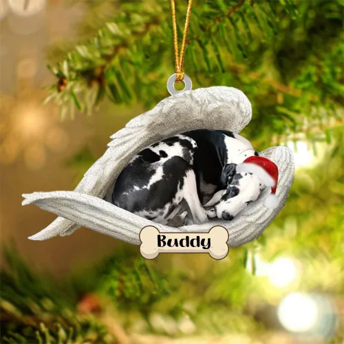 Vista 30 de Afghan Hounds - Adorno de Navidad con alas de ángel durmiente, recuerdo personalizado para perros 2024, adorno de forma acrílica, regalos