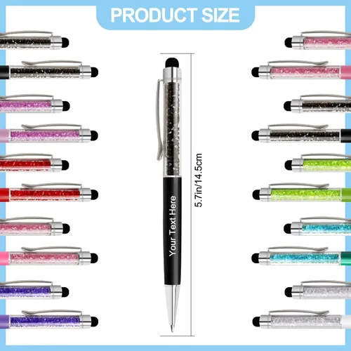 Vista 3 de Bolígrafos personalizados con nombre y texto, bolígrafos de diamantes de cristal personalizados a granel, 10 bolígrafos, regalos para mujeres