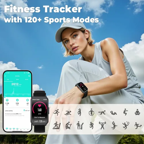 Vista 6 de Rastreador de fitness (Responder/Hacer llamada), reloj inteligente con monitor de frecuencia cardíaca 24/7, monitor de oxígeno en sangre Spo2