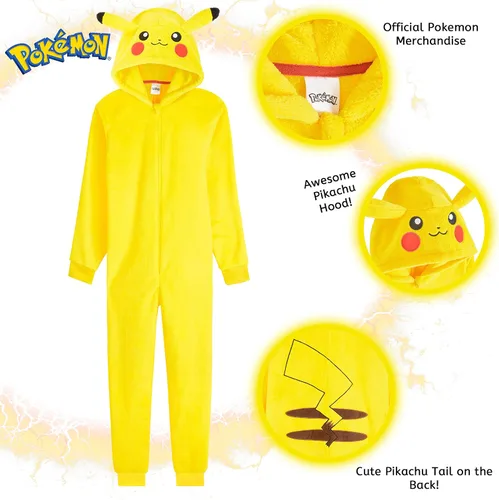 Vista 2 de Pokemon Pikachu Onesie, Mens Onesies Halloween Costumes, Fleece Adult Onesie