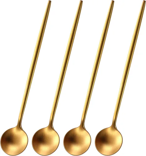 Vista 19 de 5.1 Pulgadas Cuchara de Té Satinada Negra SS18/10, Juego de 4 Mini Cucharas de Café de Acero Inoxidable, Cuchara de Té Pequeña, Cucharas Demitasse