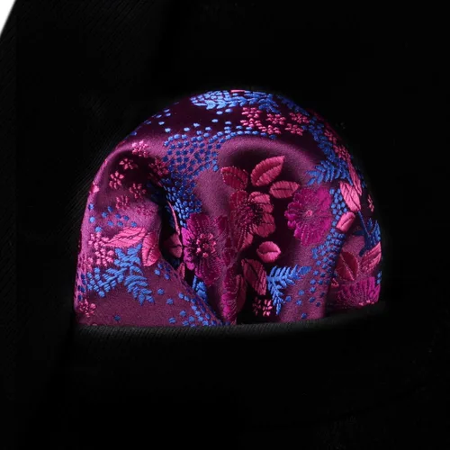 Vista 13 de Corbatas florales tejidas clásicas para hombre, corbata cuadrada de bolsillo, corbatas formales para hombres, boda con pañuelo
