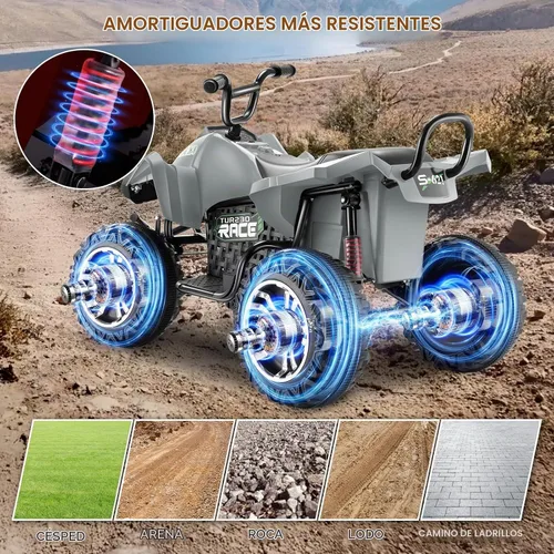 Vista 5 de Hikole ATV XL de 24 V, 4 ruedas para niños de 6 a 14 años, 2 plazas, gris Gris oscuro