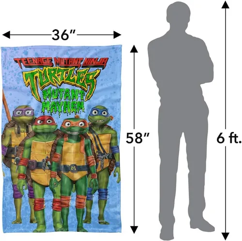 Vista 4 de LOGOVISION Teenage Mutant Ninja Turtles: Mutant Mayhem Blanket, 36"x58" Turtle Teens Fleece Blanket