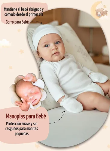 Vista 3 de RATIVE Manoplas para bebé sin arañazos, guantes suaves para recién nacidos Set de regalo de manga larga de 0.0-19.7 ft