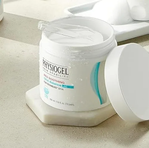 Vista 4 de Physiogel Almohadilla de tóner calmante para hombres y mujeres, exfoliante suave y calmante para la piel, cica, ácido salicílico BHA, niacinamida