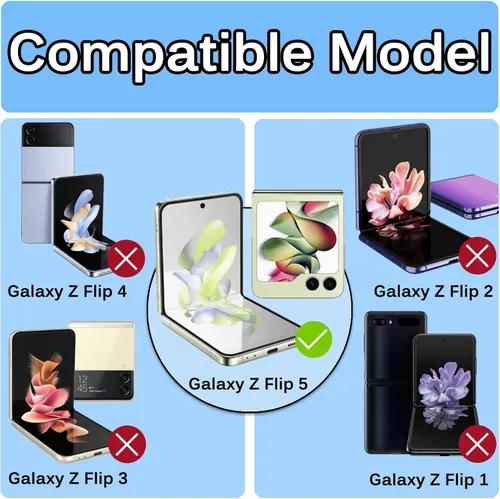 Vista 7 de Miimall Con protector de pantalla compatible con Samsung Z Flip 5, funda de cuero con soporte de anillo, cubierta trasera de cuero romboide de lujo