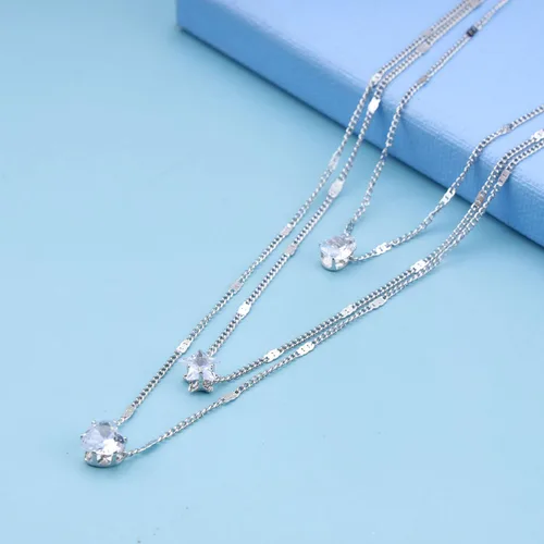 Vista 6 de YienDoo Collar de cristal con capas de estilo bohemio, gargantilla de lágrima de cristal, corazón, gotas de agua, estrella, collar multicapa dorado